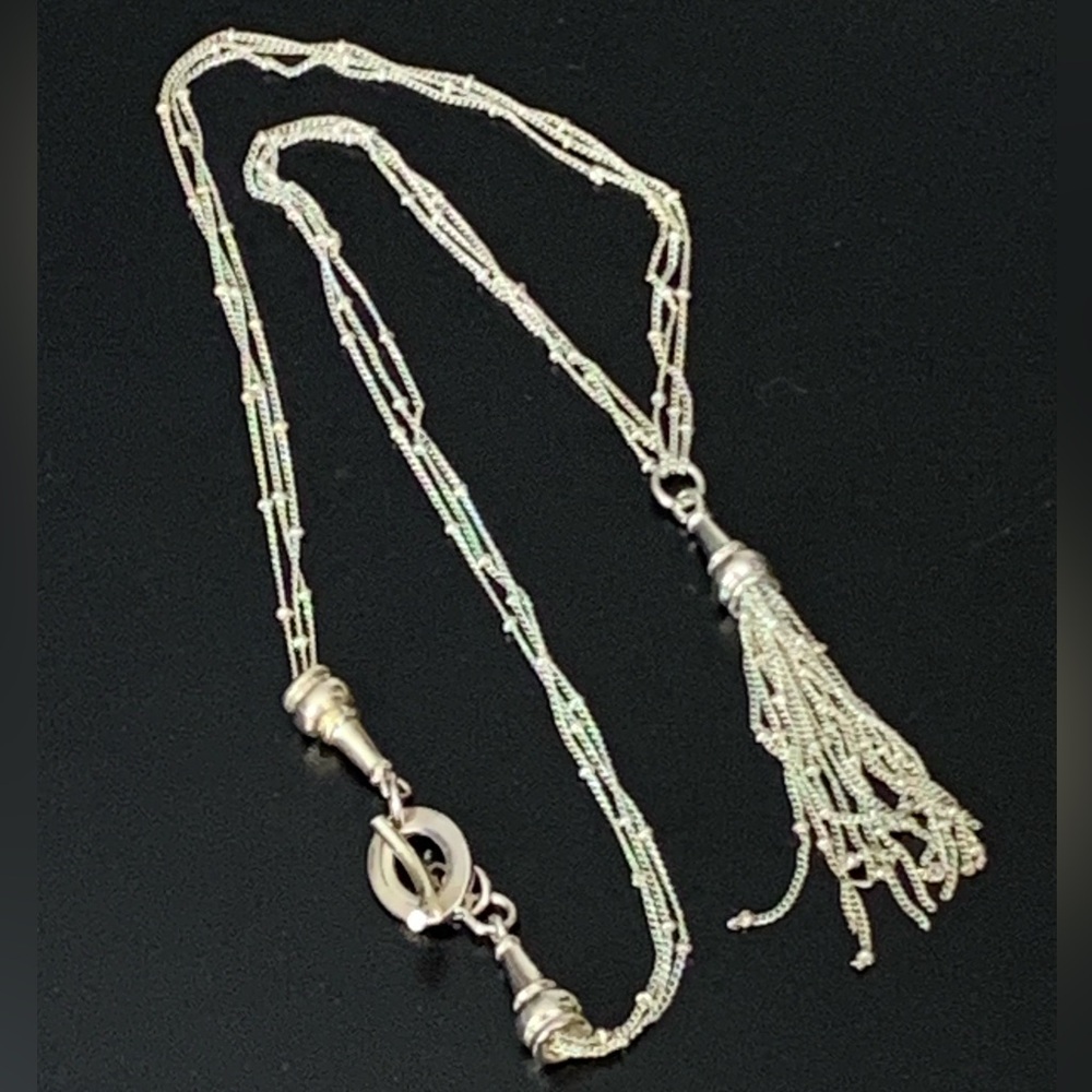 VINTAGE MODERNE STYLE STERLING SILVER 925 Multi STRAND NECKLACE